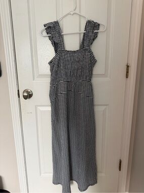 Old Navy Black and White Gingham Ruffle-Shoulder One-Piece